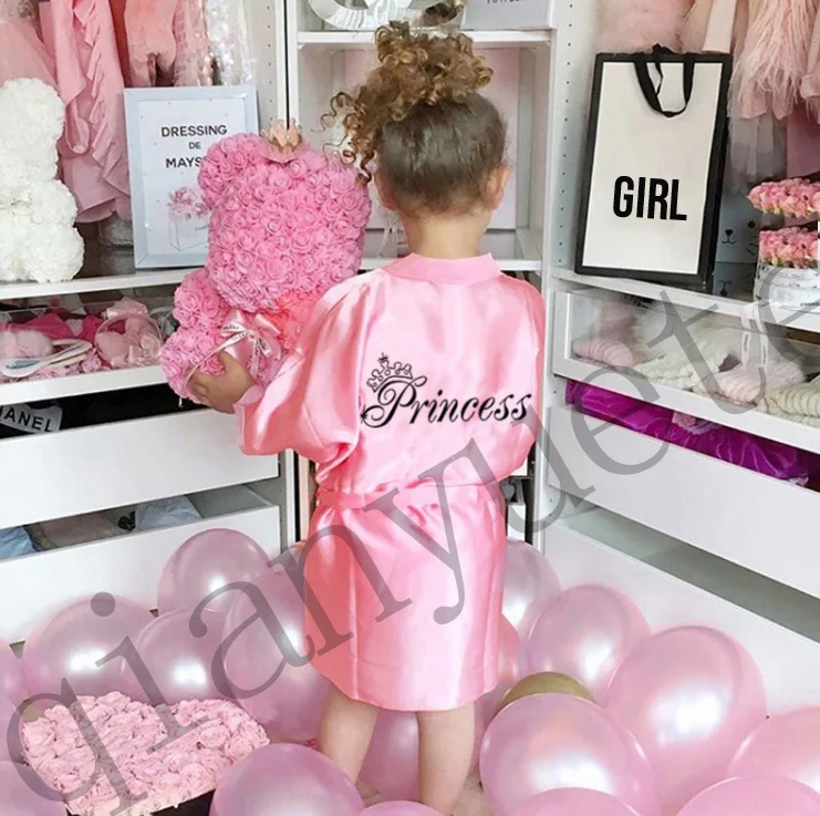 135 Colors Kids Princess Spa Robes Silk Satin Girls Wedding Party Birthday Gift