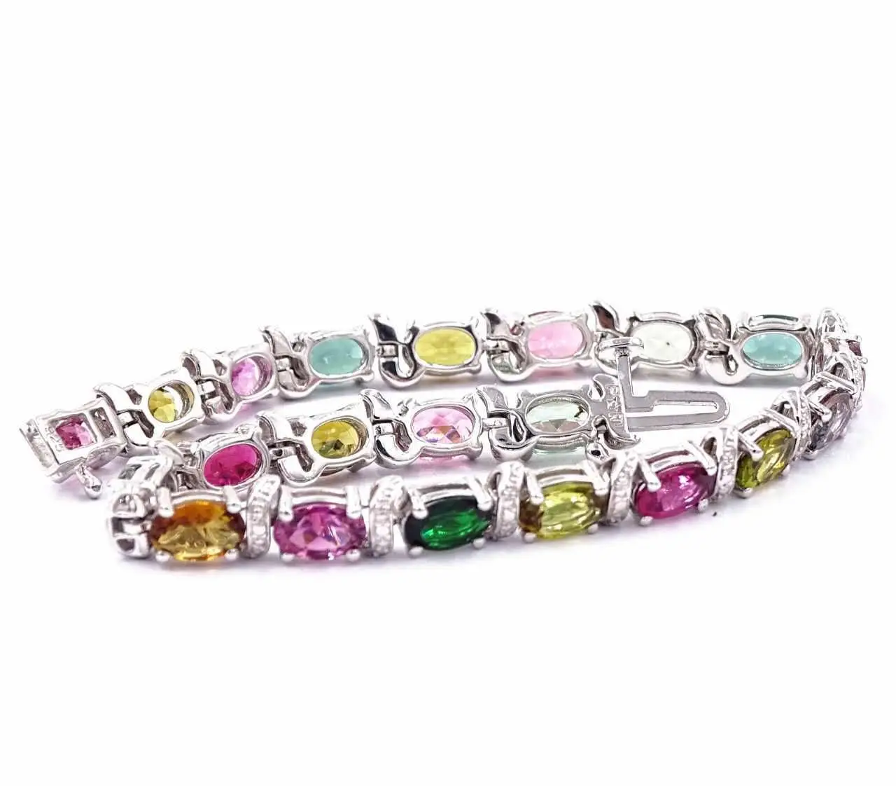 Firstmadam S925 Sterling Silver Colored Gemstone Bracelet Wholesale
