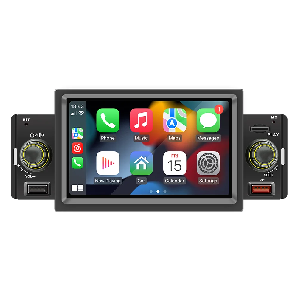5 inch Car Radio 1 Din CarPlay Android Auto Multimedia Player Car MP5 Player Car Stereo  MirrorLink FM Receiver Universal fit