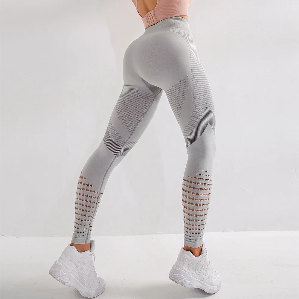 Wholesale Hollow out Seamless Sports Yoga Suits Fitness Wear Nylon Leggings custom design