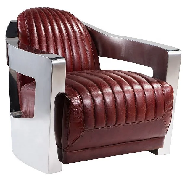 aviation furniture UK hotel sofa set designs with price vintage distressed leather sofa stainless steel arm leather club sofa
