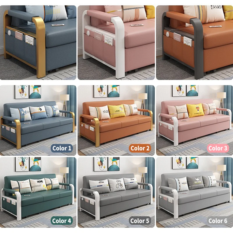 Modern Living Room Apartment Furniture Metal Frame Foldable Sofa Cum Bed With Storage Luxury Folding Sofa Bed