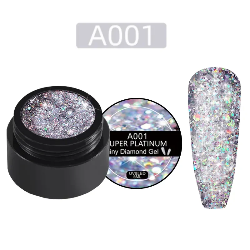 8 Colors Glitter Platinum Diamond Shining Sparkly Gel Nail Polish 3D Nail Carved Sculpture Creative Painting Gel for Nail Art