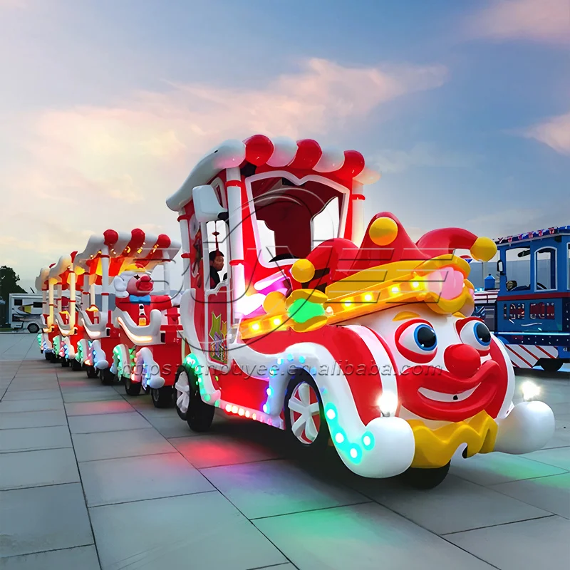 Factory Sale Electric Sightseeing Train 24 Seats Mini Clown Electric Trackless Train