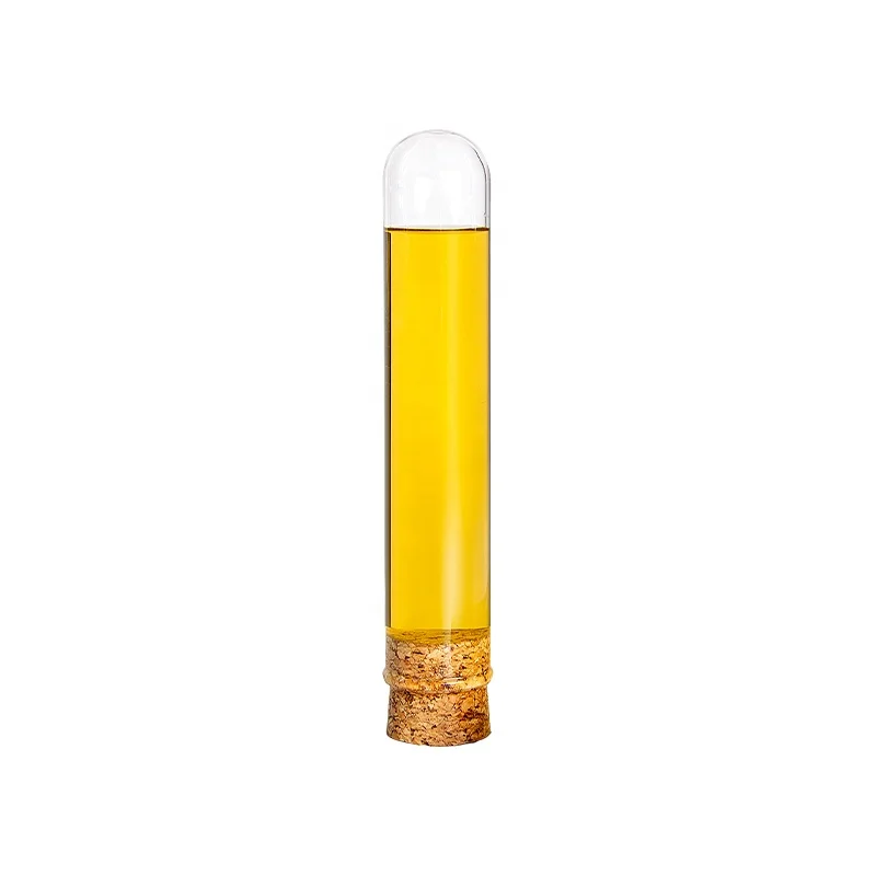 30ml 100ml Tube Glass Liquor Bottle 50ml Sample Alcohol Mini Bottle With Aluminum Wood Cap