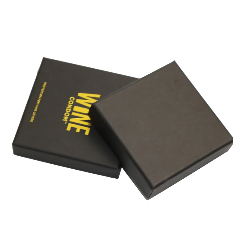 Custom Gold Foil Logo Stamping Luxury Black Cardboard Condom Packaging Box With Sleeve