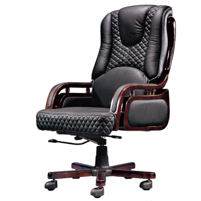 Black color comfortable soft artificial leather upholstered tilt mechanism office executive chair