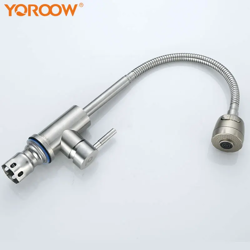 Смеситель для кухни Современный матовый никель 360 градусов Поворотный гибкий шланг кухонная раковина кран завод 304 из нержавеющей стали Китай