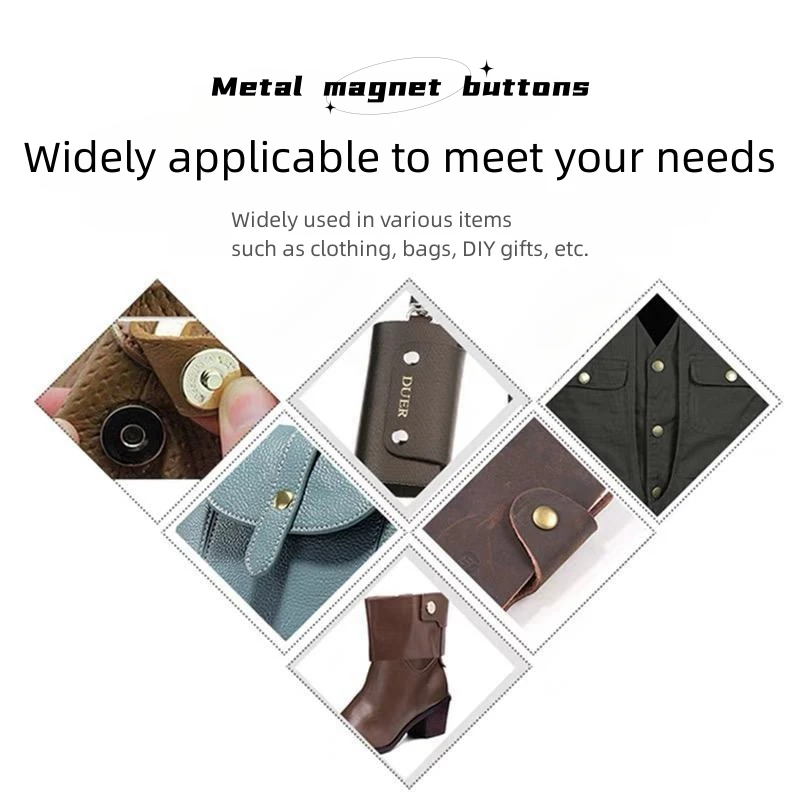 Custom Gold Silver Round Strong Metal Magnet Button Magnetic Snap Button For Bag