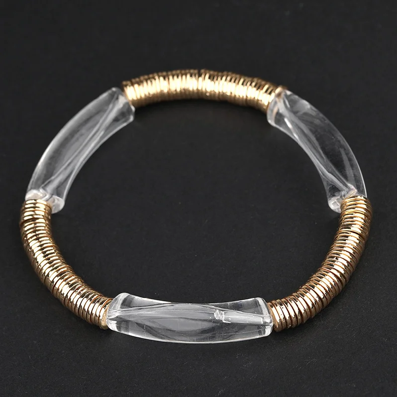 Wholesale Colorful Beaded Bracelet Bangle Acrylic Boho Bracelet for Women Girls Gift