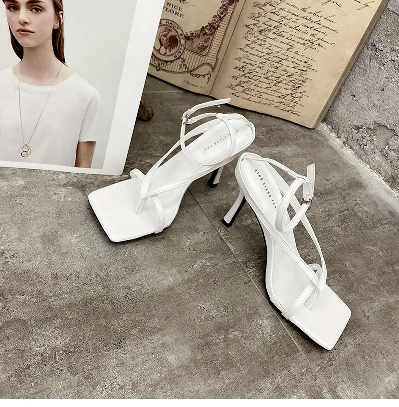 Talons Femme Zapatos 2022 Fashionable Foreign Trade Women Heels Square Toe Stiletto Open Toe Sandals