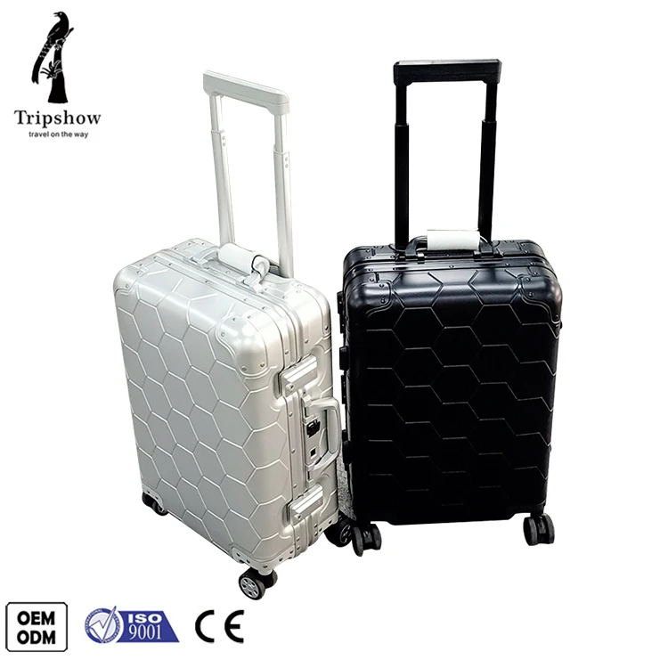 New Design Polyester Lining Luggage Trolley Bag Aluminum Suitcase With 4wheels
