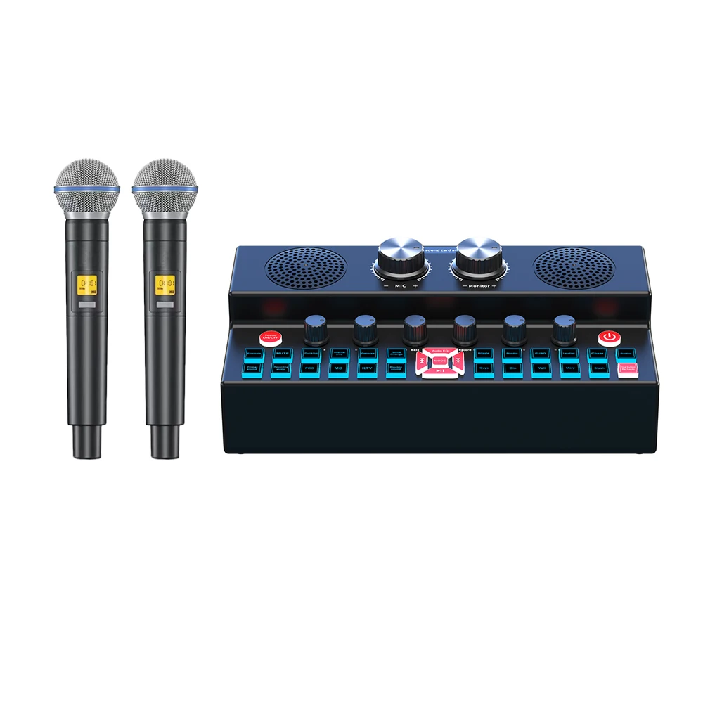 studio equipment recording musical complete Home KTV universal Karaoke dynamic dual wireless Microphone with sound card speaker