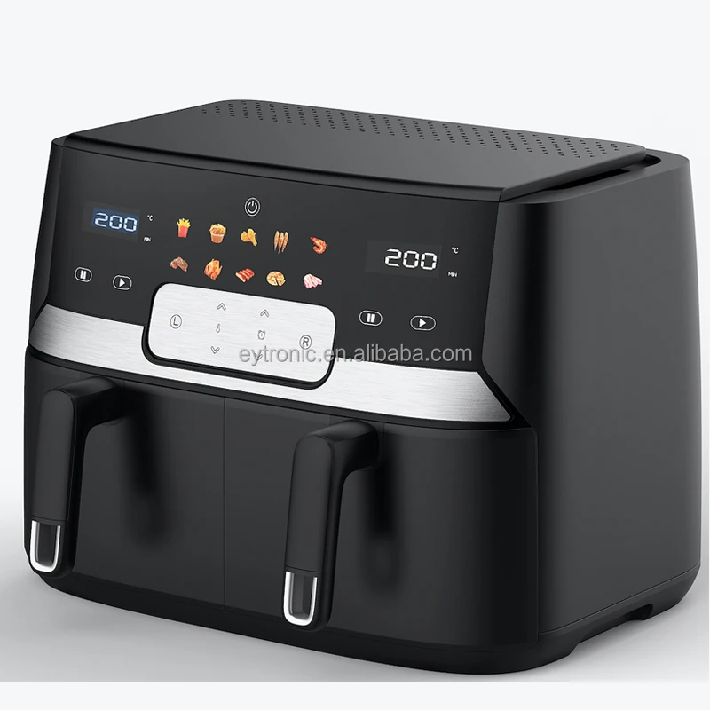 2023Factory multifunctional stainless steel air fryer touch screen dual zone air fryer with temperature control for household