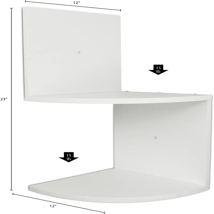 Modern minimalist wall mounted white corner shelf