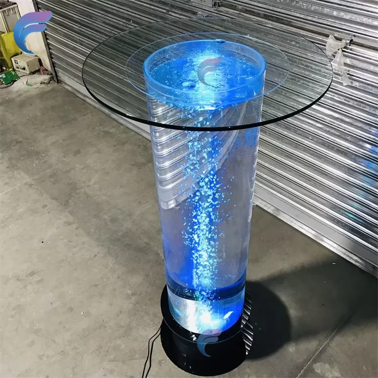 High Quality LED Lighted Bubble Bar Reception Table with Gradient Color Print for European Style Home Decor