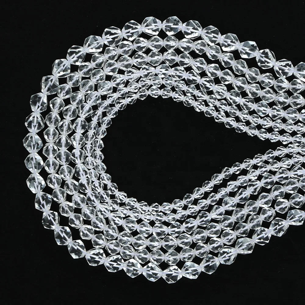 Wholesale A+ Natural White Quartz Crystal 6/8/10mm Star Faceted Cut Loose Gemstone Crystal and Stone Beads for Jewelry Making