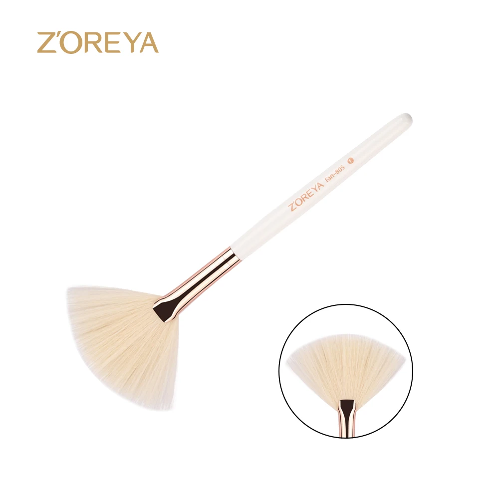 Fan Blush Cosmetic Private Label Makeup Brush for Women Custom Logo New Single Makeup Brush Synthetic Hair Wooden Hande ISO9001