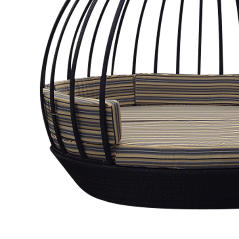 Modern Garden Line Waterproof Round Cast Aluminum Hotel Poolside Outdoor Rattan Daybed