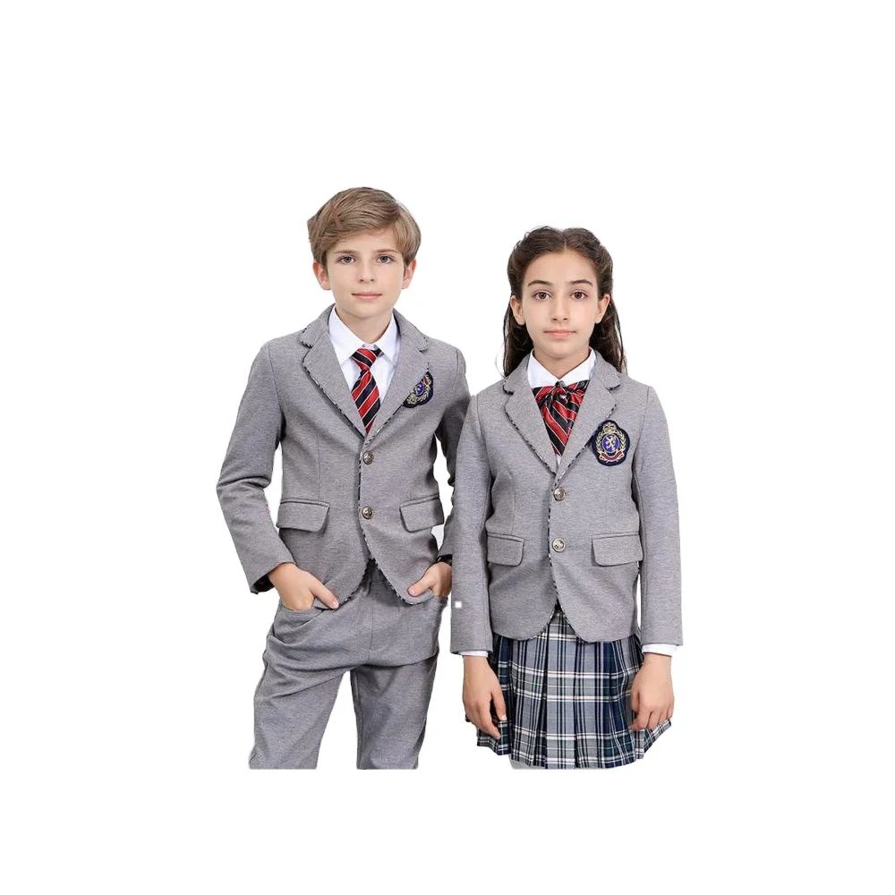 China Factory Price Grey School Uniform Blazer For Primary School Uniform Designs