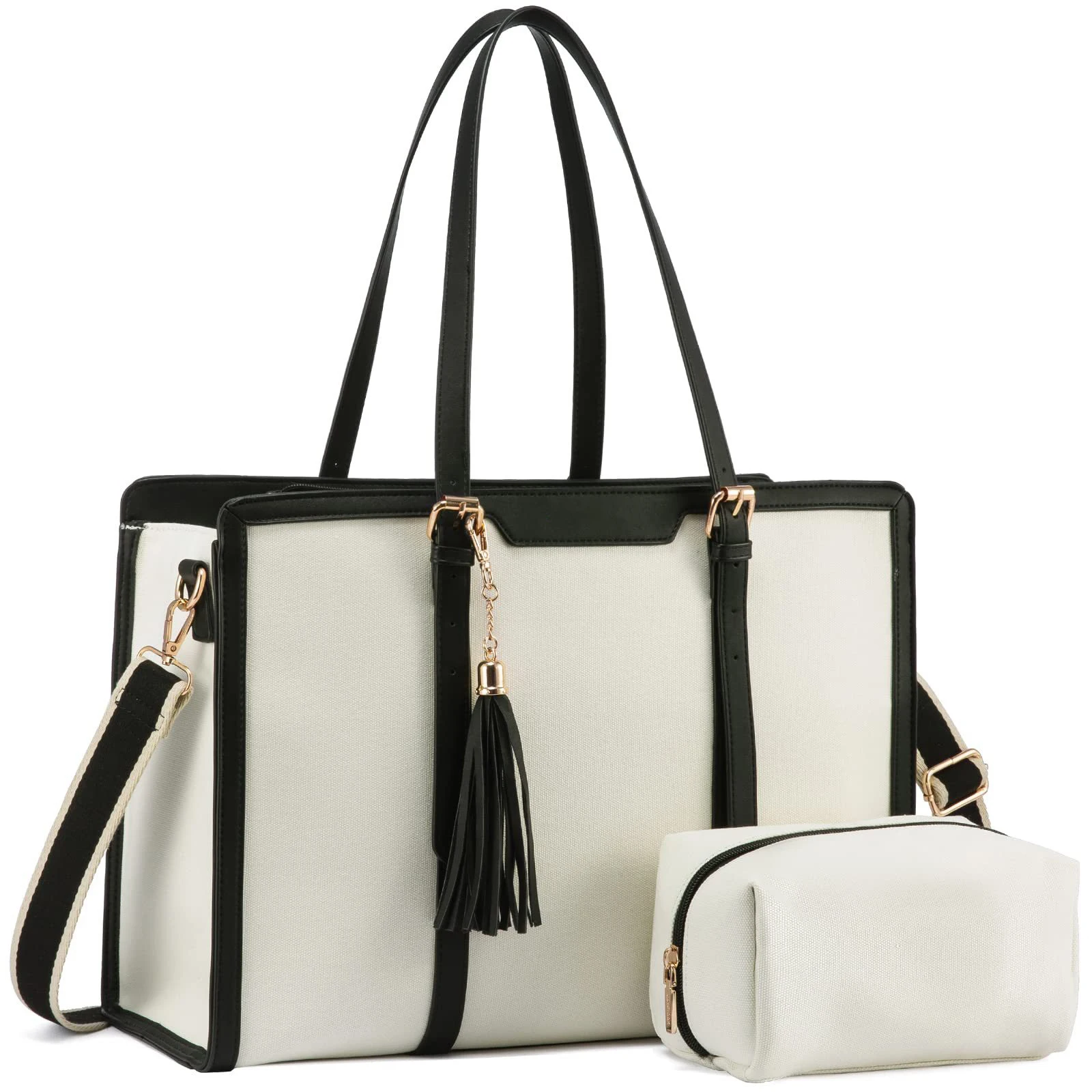 Wholesale Fashion School Shoulder Bags Work Business Travel 15.6 17in Laptop Tote Bag Women Briefcase 2pcs Handbags Set