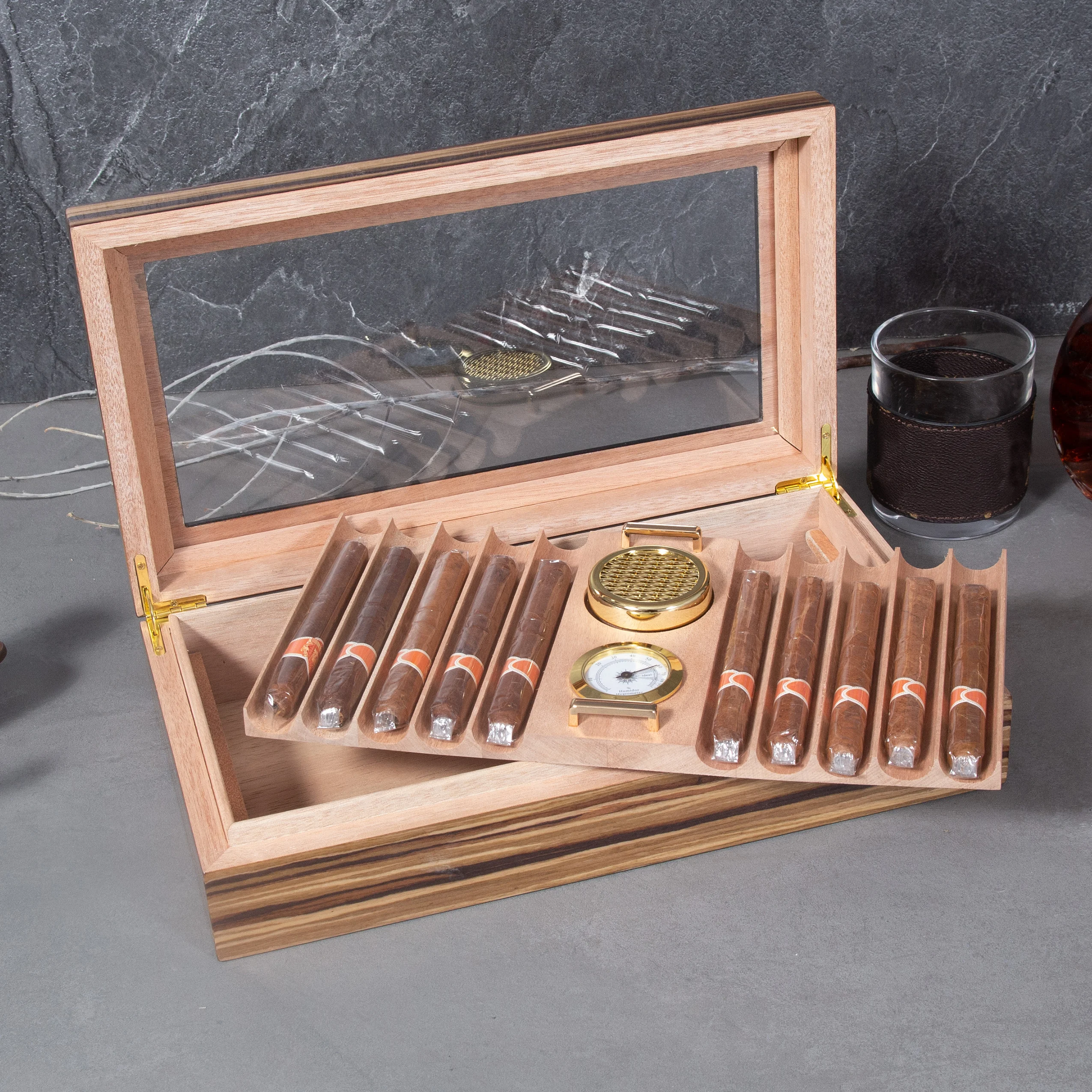 New Design Cedar Wood Cigar Cabinet Humidor wooden storage box With spacer strip  custom humidor cigar box cabinet