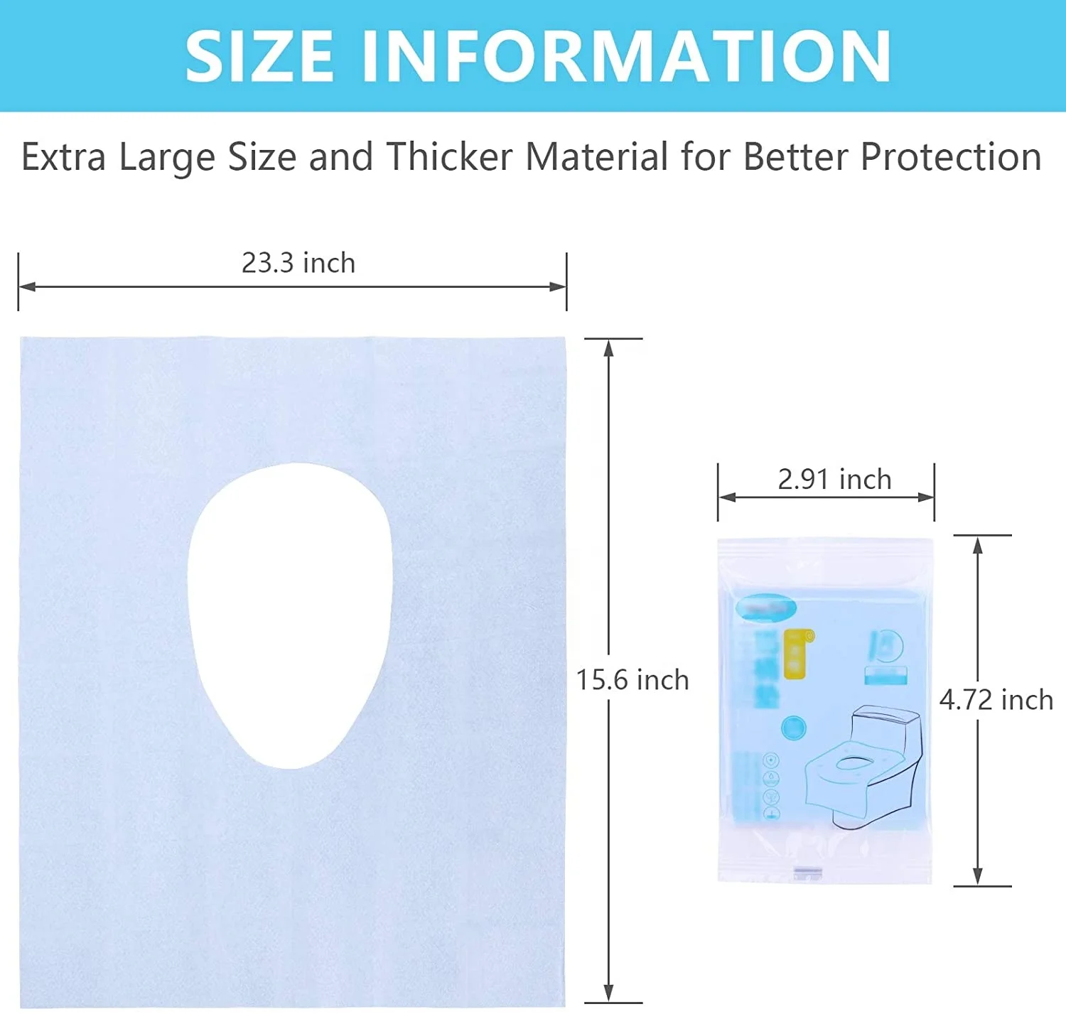 Disposable Waterproof Plastic Blue Toilet Seat Cover Paper