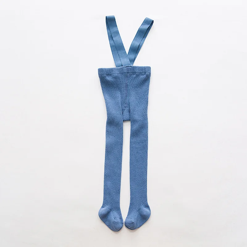 Custom private logo Toddler baby overalls kids suspenders high waist stockings cotton knitting ribbed pantyhose baby tights