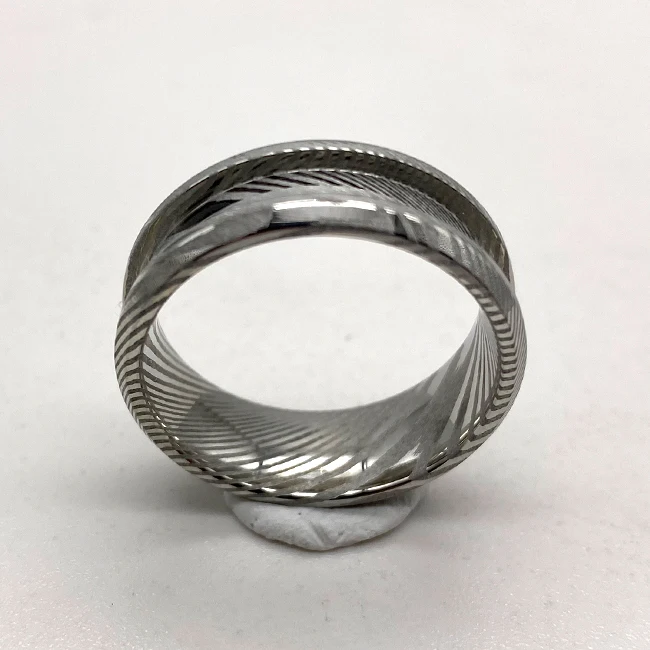 NFC Gostar Jewelry Poya 8mm Single Channel Men Damascus Steel Blank Core Rings Offset Ring for Inlay Smart Chips