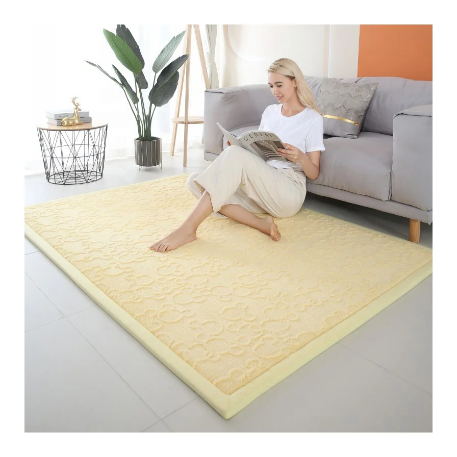 Jacquard Weave Cotton Velvet Cartoon Memory Foam Thick Tatami Rug Playmats for Kids Crawling Mat