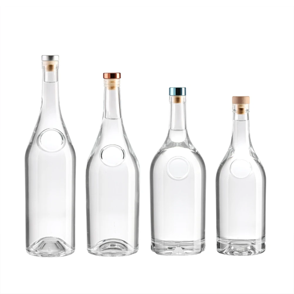 500ml 750ml Glass Spirit Bottle Gin Whisky Rum Vodka Wine Glass Bottles with Stopper Cork