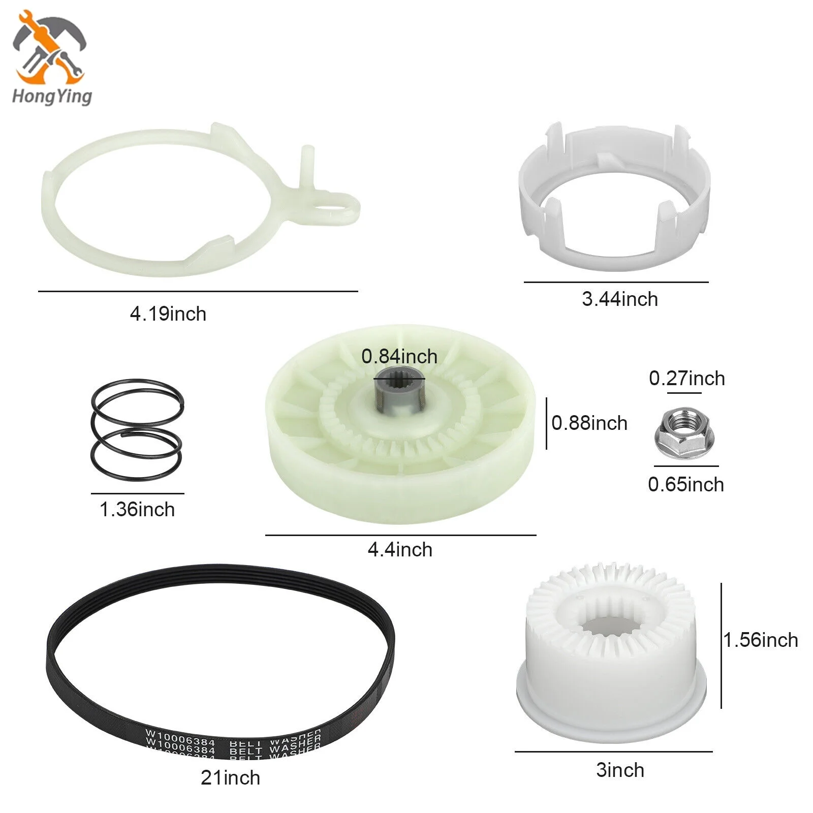 W10721967 Washer Pulley Clutch Kit &Compatible for Whirlpool  W10006384  PS10057144 W10006354 W10006356 W10239973 WTW5000DW1