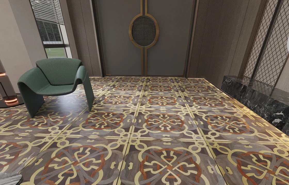 Modern Metal Parquet Designs: Handcrafted Luxury Brass and stainless steel Flooring wood parquet