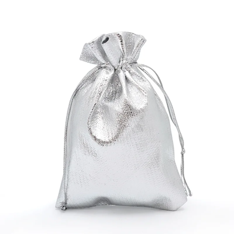 Small Gold Silver Metallic Drawstring Bag Jewelry Gift  Wedding Candy Packing Bag Organza Drawstring Bag