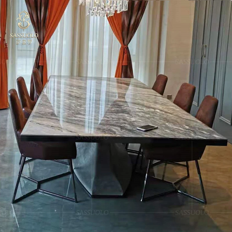 
Sassuolo luxury Louvre dinning furniture long marble italian design table dining table Foshan China 