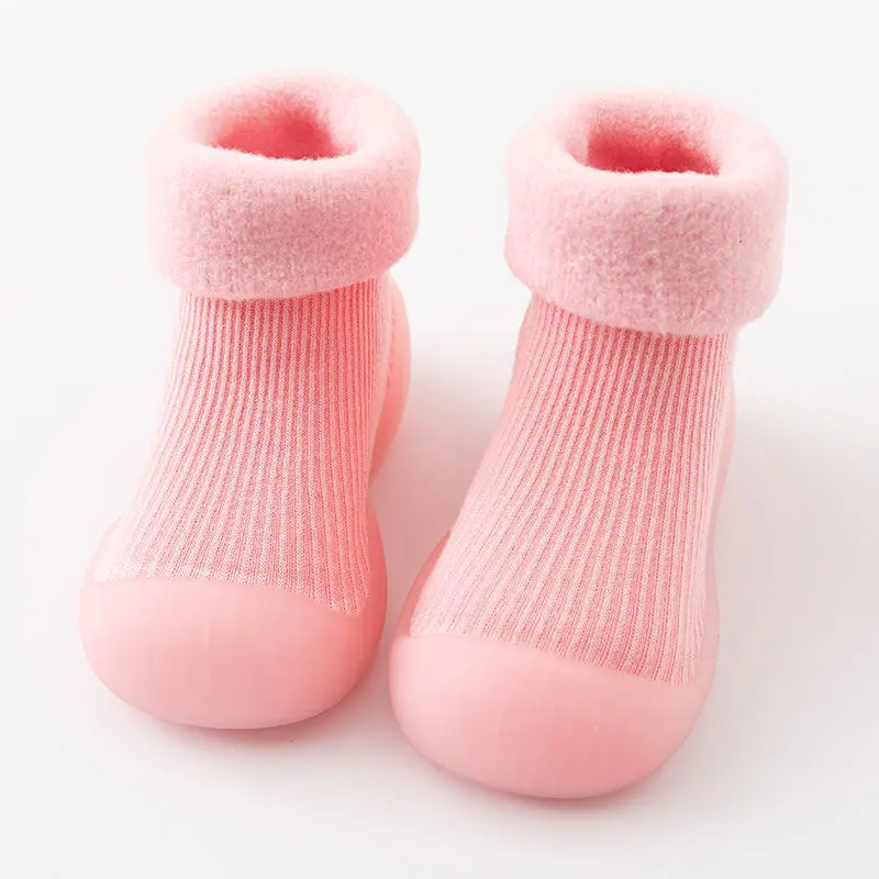 Autumn Winter Baby Floor Socks Soft Cotton Shoes For Indoor Play Thick Velvet Warmth Soles For Learning Walking