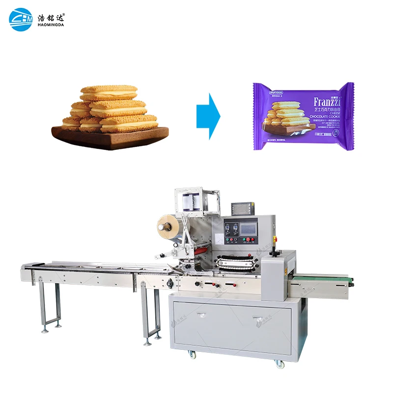 Automatic Biscuits Cupcake Sandwich  Muffin Tiramisu Macaron Cookie Puffs Baked Briochecr Croissant Bread Food Packing Machine