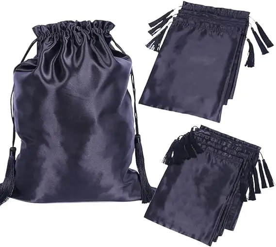 Silk Satin Packaging Bundles Hair Extensions Tools Soft Pouches With Tassel Gift and Travel Bags