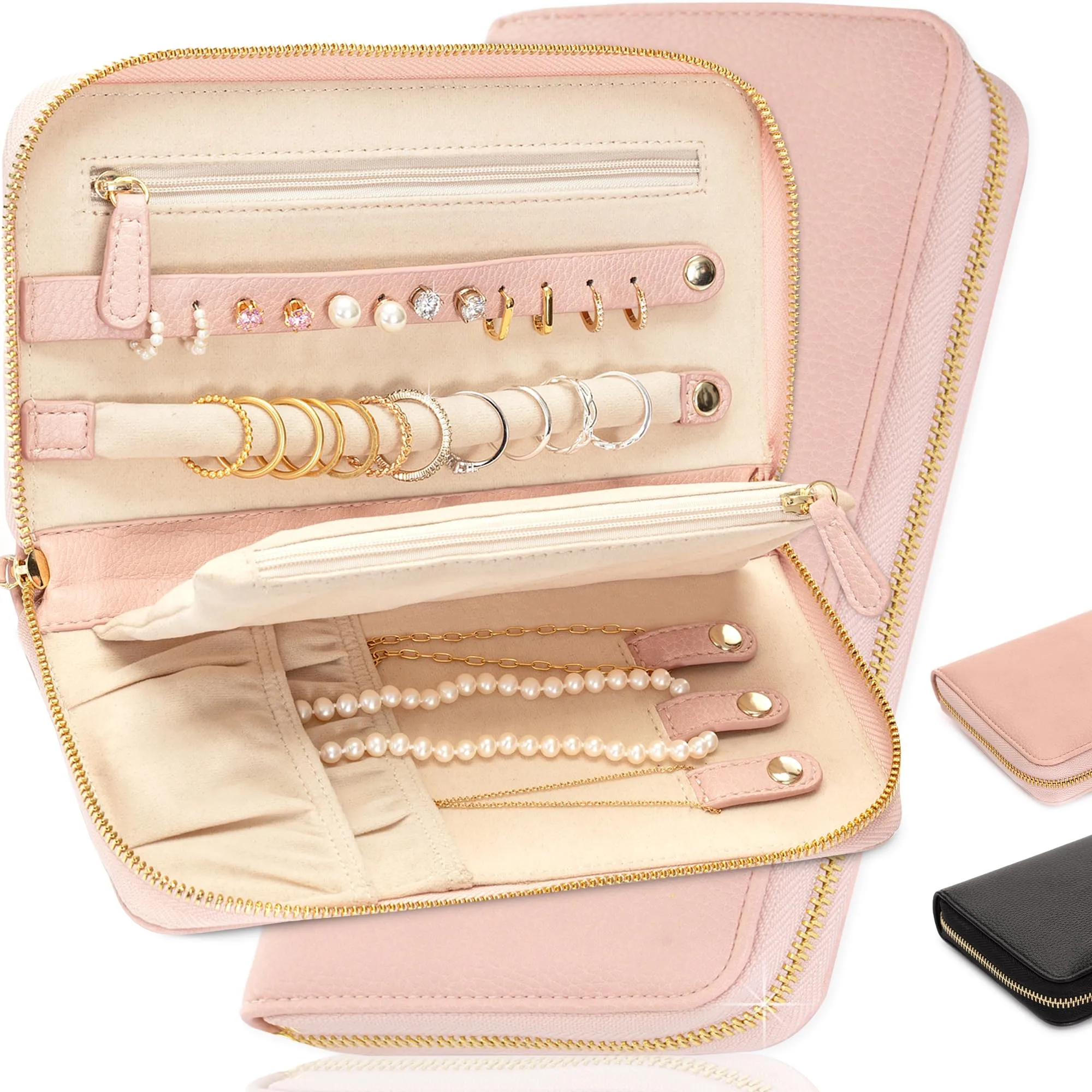 Hanging Jewelry Organizer Bag Travel Foldable Roll Storage Case for Traveling Closet Suitcase