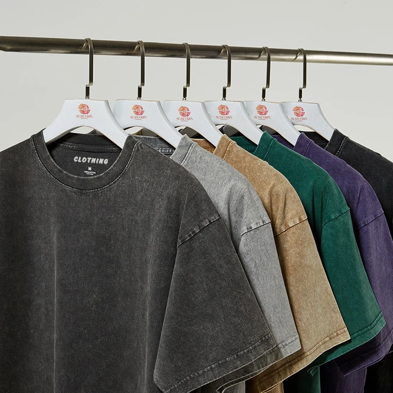 Manufacturer Wholesale Custom Logo Mens Streetwear 100% Cotton Heavy Vintage Boxy Black Acid Wash T Shirt For Men