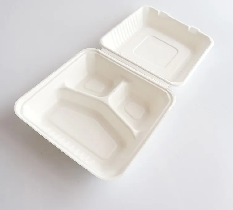 Takeaway Meal Prep Container Biodegradable Lunch Box With Lid Disposable Microwavable bagasse Lunch Box