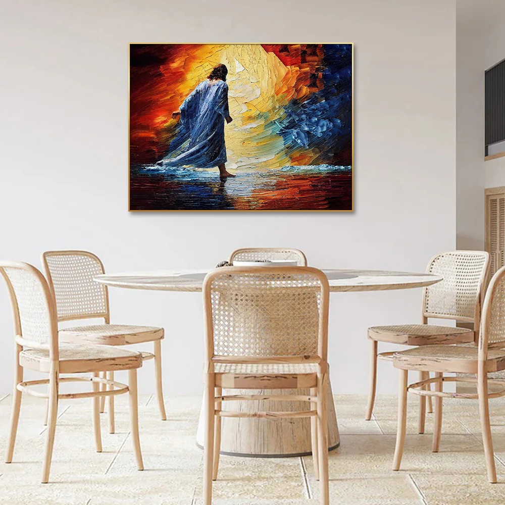 New 100% Hand-Painted Jesus Portrait Small Abstract Oil Painting on Canvas Custom-Size Wall Art Poster for Home Decoration