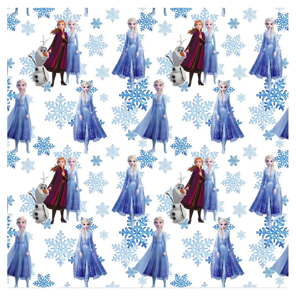 The factory outlet famous elsa anna princess cartoon custom cotton woven 145gsm fabric digital printing for garment