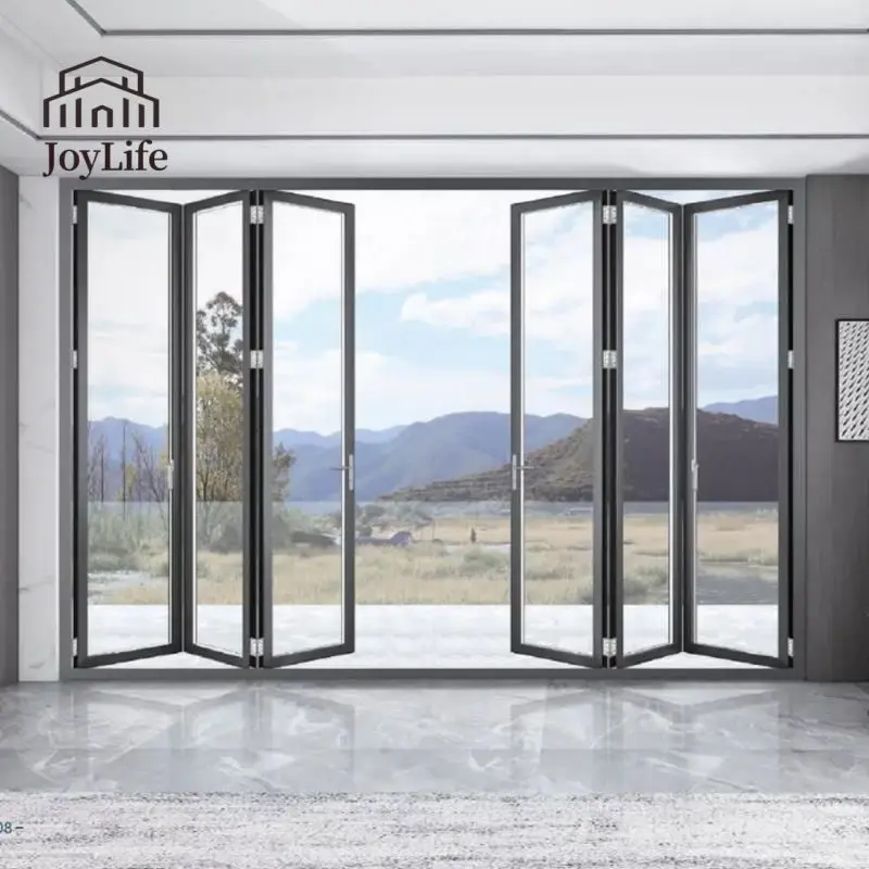 Customizable Minimalist Folding Doors Modern Space-Saving Aluminum Alloy with Glass and Steel at a Competitive Price
