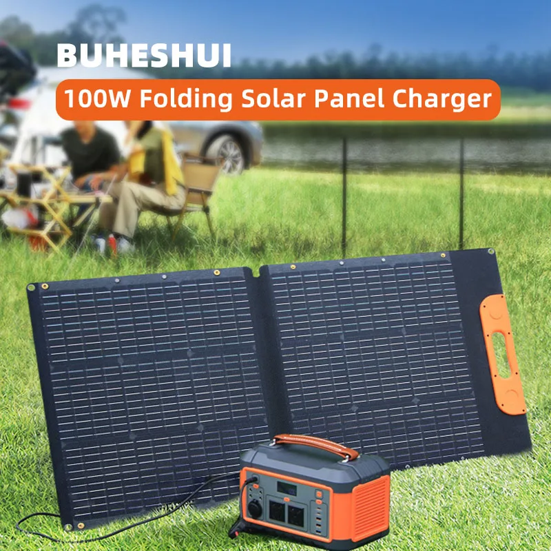 100W Multifunctional ETFE Solar Panel Charger Portable Lightweight 5V/18V Solar Cell Charger with USB/DC/Type C Interfaces