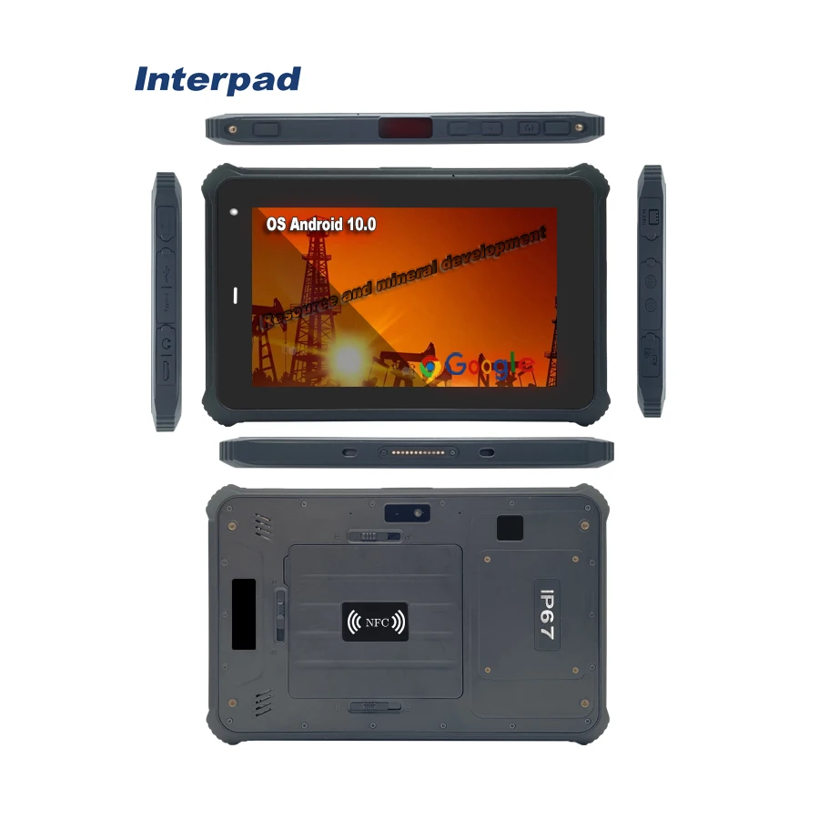 Interpad R3 Android 10 IP67 PoC RJ45 mini NFC RFID Fingerprint 4GB+64GB CPU MTK6771 Smart industry 8 rugged tablet roid