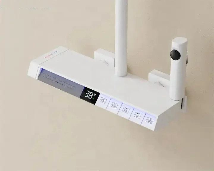 2024 new design bathroom white piano key thermostat shower head faucet luxury piano key hot cold shower set