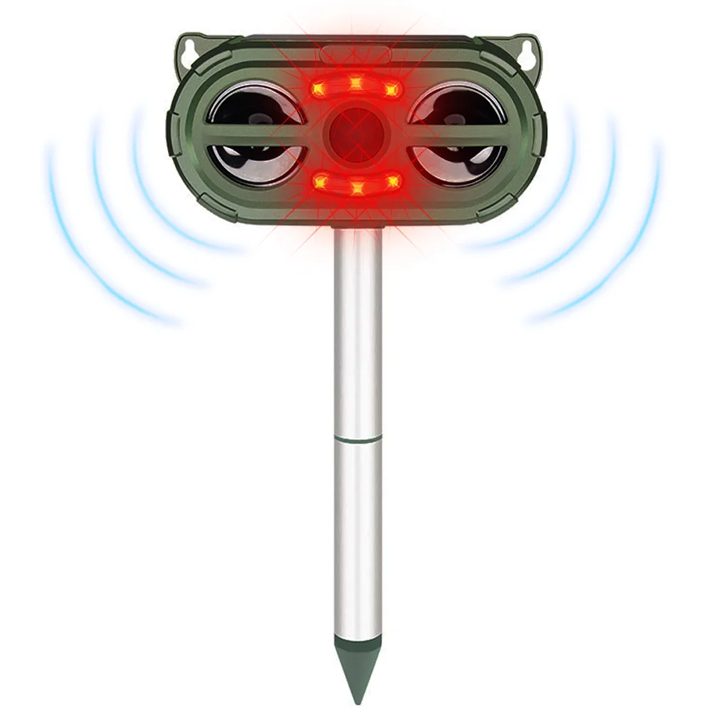 SAIJZEK Wholesale New Design Outdoor IP66 Solar Powered Animal Repellent Ultrasonic Cat Bird Monkey Bat Dog Repeller