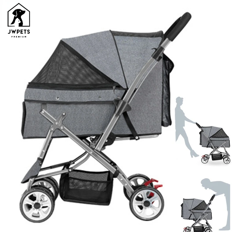 Pet Stroller Cat Carrier 4-wheel Folding Trolley Case for Dogs Cats Walks Relax Pet Breathable Dog Cat Trolley Baby Stroller