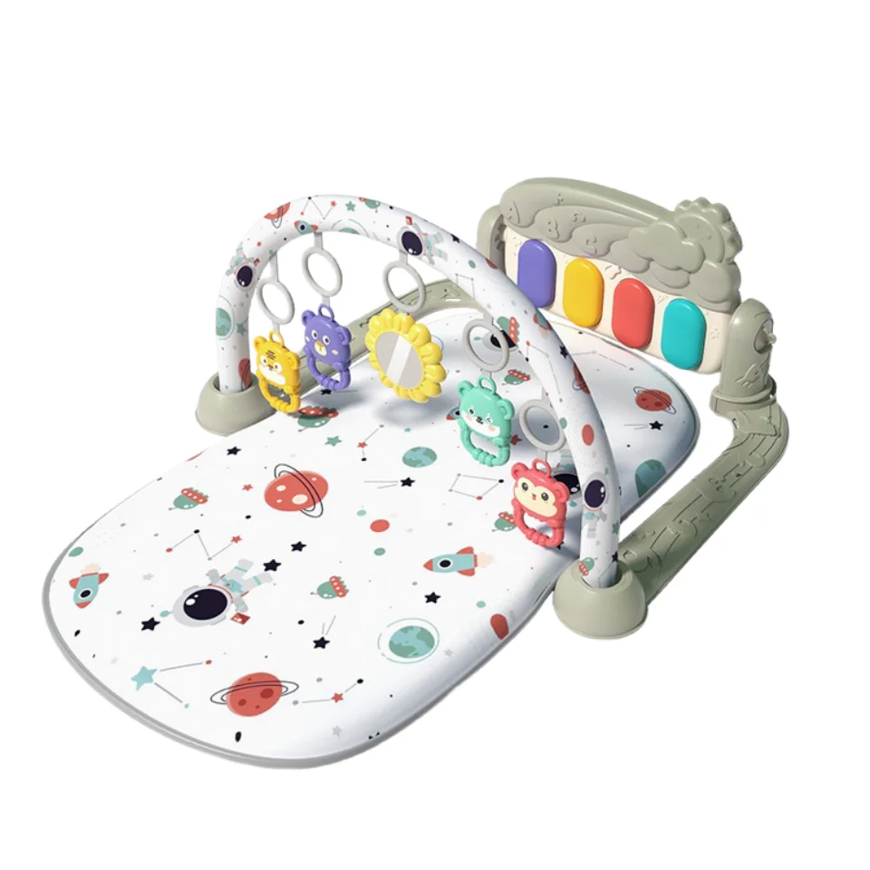 Allogogo Foldable Fitness Rack Keyboard Baby Carpet Piano Infant Astronaut Blanket Play Gym Mats Activity Toys With Rattle Music